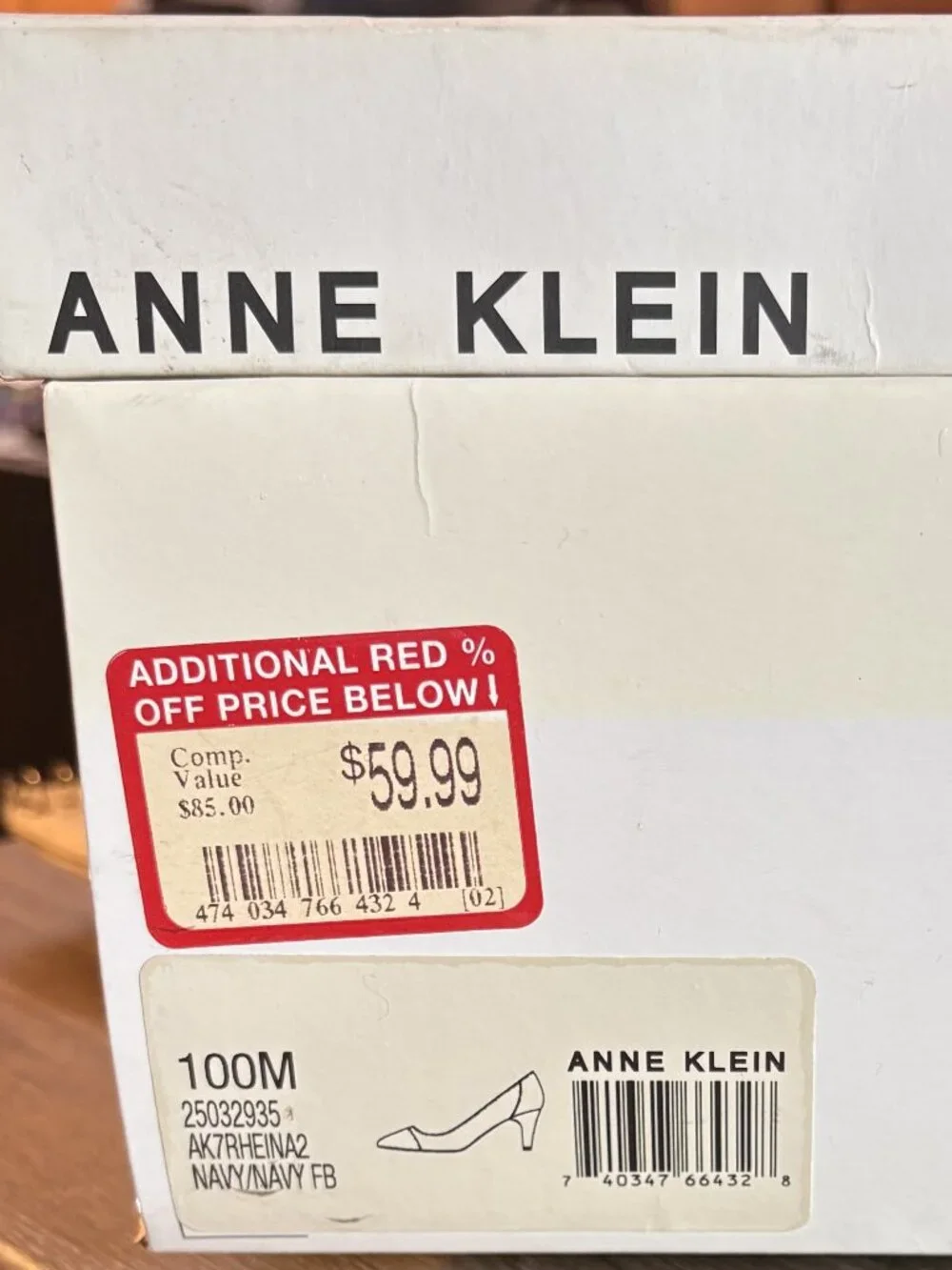 Anne Klein iflex pumps, navy, cap-toe, kitten heal, size 10M